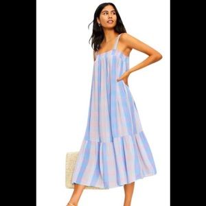 Loft plaid smocked tank dress with pockets. Size XS